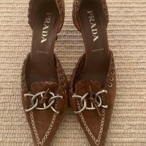 Prada 37.5 Suede Pumps